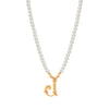 Faux Pearl Strand Gold Initial Pendant Necklace 16