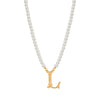 Faux Pearl Strand Gold Initial Pendant Necklace 16