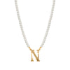 Faux Pearl Strand Gold Initial Pendant Necklace 16