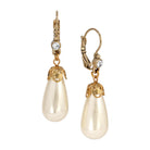 Dangling Faux Pearl & Crystal Teardrop Earrings
