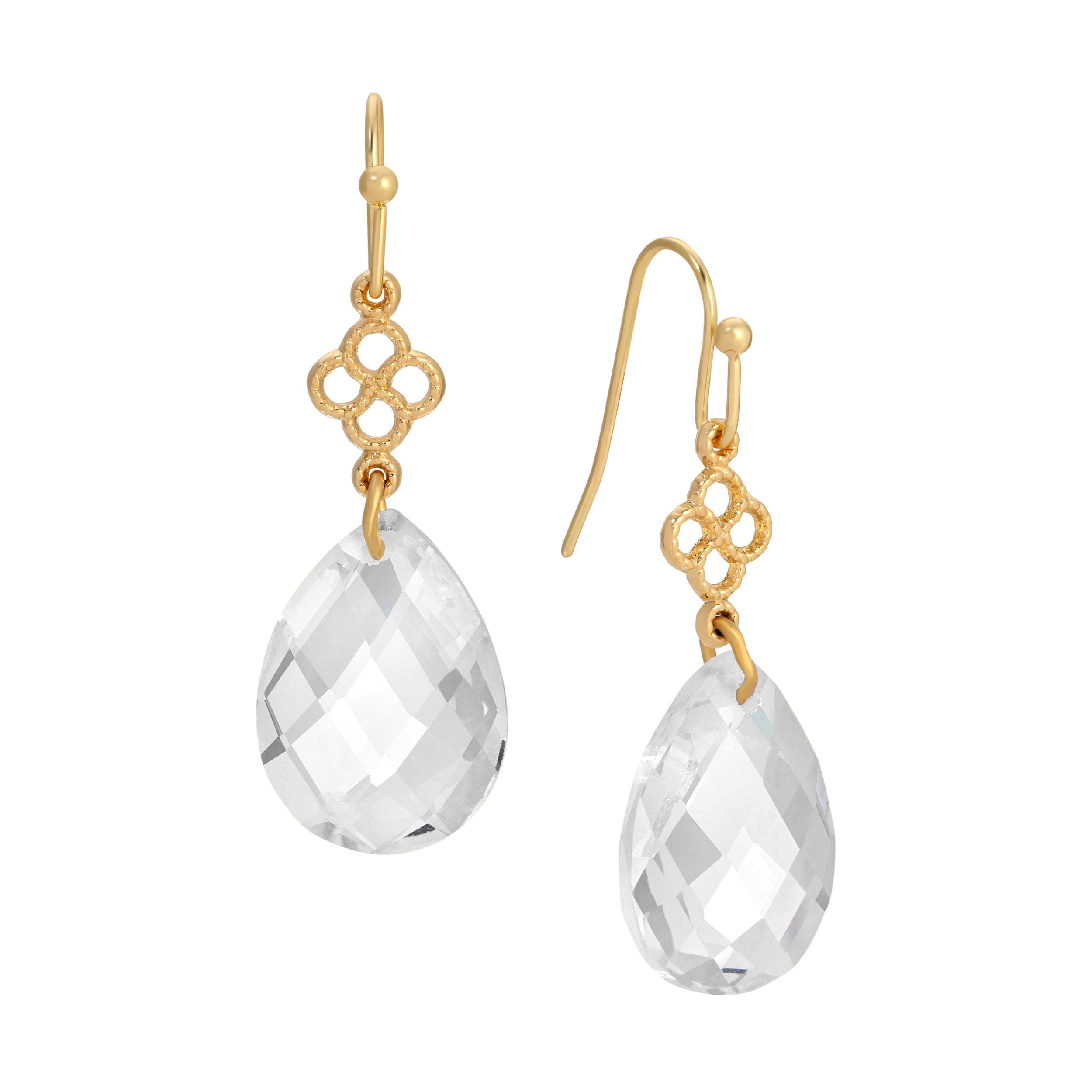 Faceted Briolette Clear Crystal Teardrop Earrings