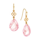 Golden Light Rose Pink Faceted Briolette Teardrop Earrings