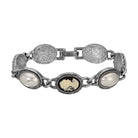 Vintage Style Black Cameo Stone & Grey Faux Pearl Link Bracelet