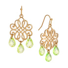 Golden Filigree & Dangling Briolette Teardrop Bead Earrings