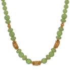 Multi-Shaped Jade & Gold Beaded Necklace 16" + 3" Extension