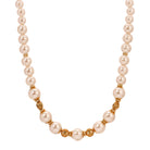Golden Peach Faux Pearl Beaded Necklace 16" + 3" Extension