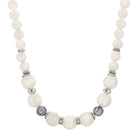White Moonstone & Silver Filigree Beaded Necklace 16.5" + 3" Extension
