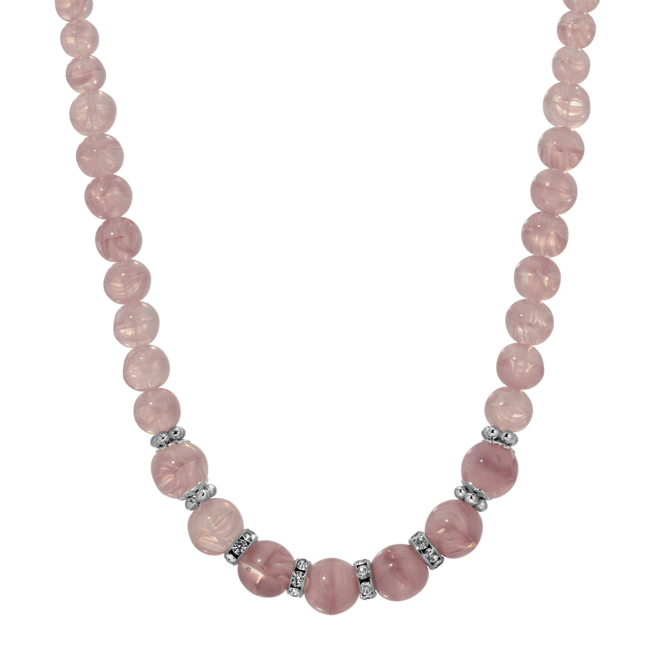 Round Amethyst Moonstone & Crystal Beaded Necklace 16" + 3" Extension