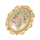 Golden Oval Faux Pearl Stone Floral Decal Pin