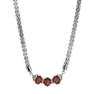 Silver Tone and Amethyst Purple Faceted Beads & Crystal Stone Vine Chain Necklace 17"