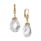 Multi-Faceted Clear Briolette Crystal Stone Drop & Dangle Earrings
