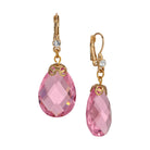 Multi-Faceted Briolette Pink Crystal Stone Drop & Dangle Earrings