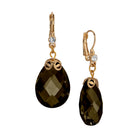 Multi-Faceted Briolette Brown Crystal Stone Drop & Dangle Earrings