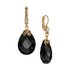 Multi-Faceted Briolette Black Crystal Stone Drop & Dangle Earrings