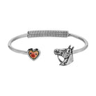 Silver Horse & Pink Enameled Heart Hinge Bracelet