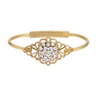Gold Diamond Shaped Filigree & European Clear Crystal Hinge Bracelet