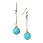 Round Dangling Turquoise Bead & Crystal Drop Earrings