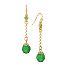 Faceted Emerald Green Glass Bead & Crystal Dangle Earrings