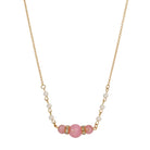 Pink Peppermint Beaded & Faux Pearl Chain Necklace 15" + 3" Extension