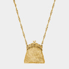 Art Deco Glamour Purse Locket Necklace 28" in Gold Tone