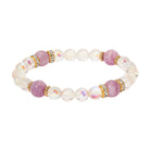 Smooth AB Glass Crystal & Round Lilac Purple Beaded Stretch Bracelet
