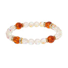 Smooth AB Glass Crystal & Round Tortoise Brown Beaded Stretch Bracelet

