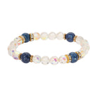 Smooth AB Glass Crystal & Round Blue Sodalite Beaded Stretch Bracelet
