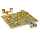 Parlor Tic-Tac-Toe Board Set With Light Sapphire Blue & Topaz Crystal Pieces arranged on the board