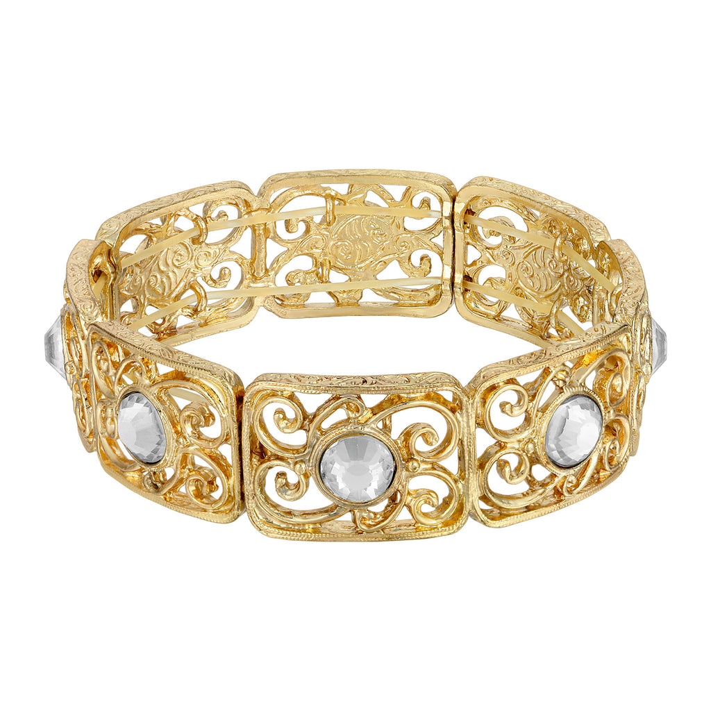 2028 Jewelry Golden Glitz Crystal Stretch Bracelet