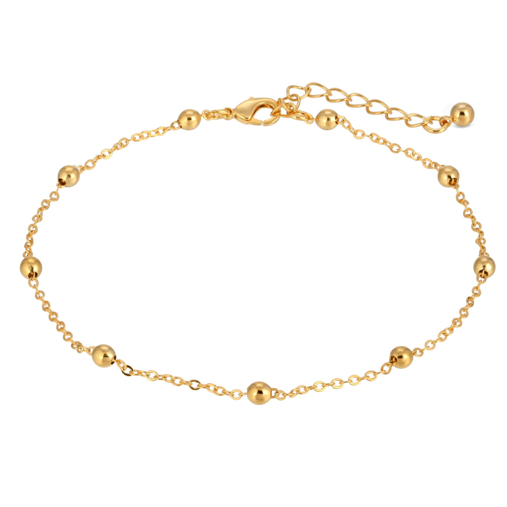 1928 Jewelry Gold Ball And Link Chain Anklet 9" + 1.5" Extension