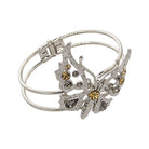 Silver Topaz & Black Diamond Crystal Butterfly Hinge Cuff Bracelet