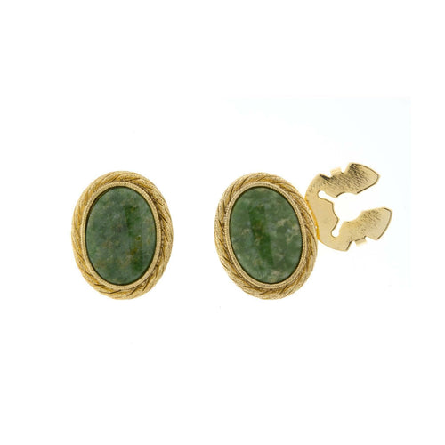 1928 Jewelry CUFF IT!¨ Cufflinks Jade Gemstone Button Cover Semi