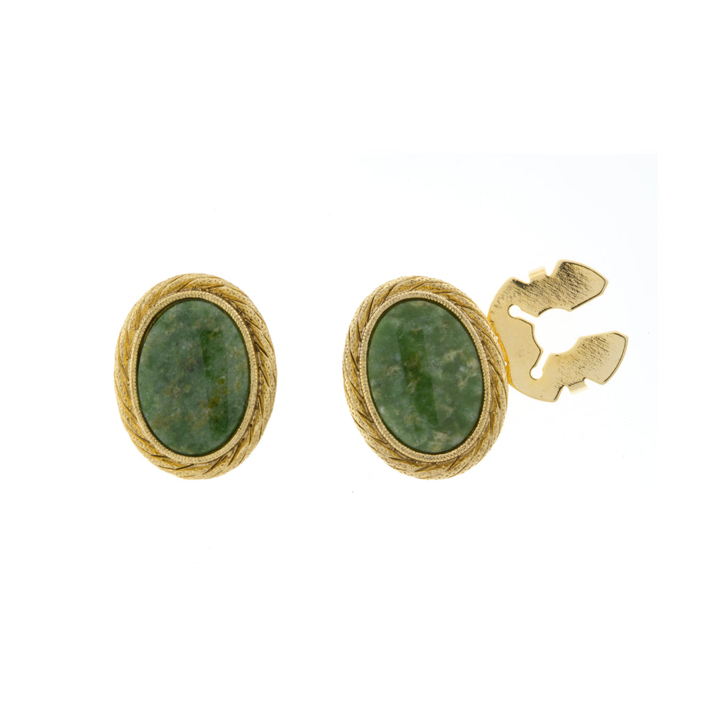 1928 Jewelry CUFF IT!® Cufflinks Jade Gemstone Button Cover
