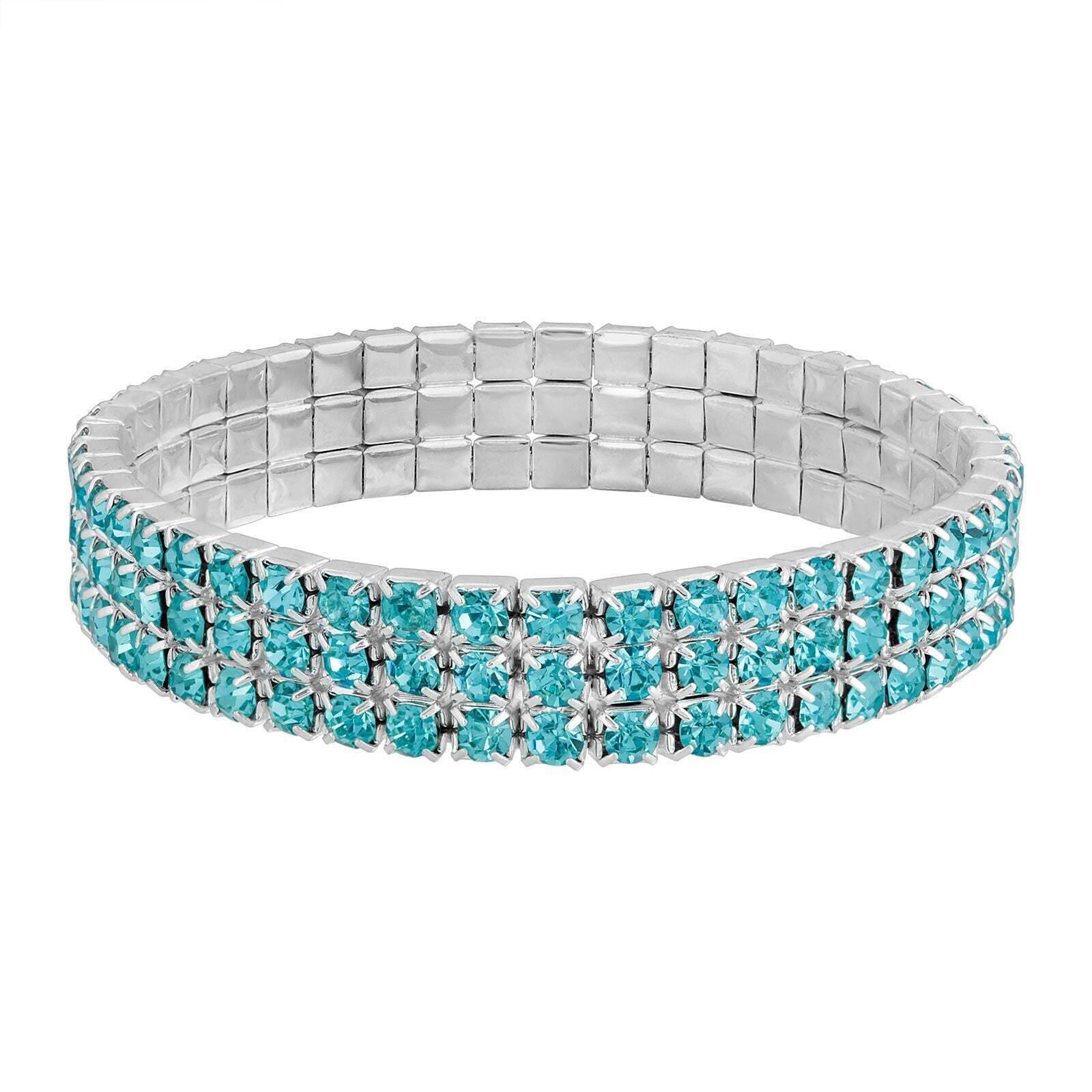 2028 Jewelry 3-Row Rhinestone Stretch Bracelet