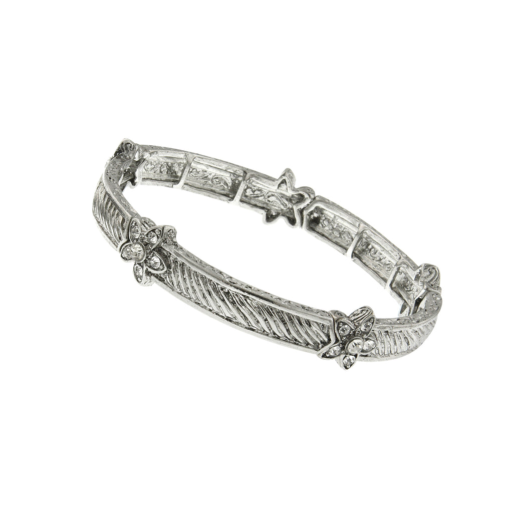 adriana silver tone and diamond lily stretch bracelet