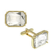 1928 Jewelry Classic Octagon Clear Crystal Cufflinks
