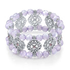 1928 Jewelry Smooth Cat's Eye Beaded Filigree Crystal Stretch Bracelet