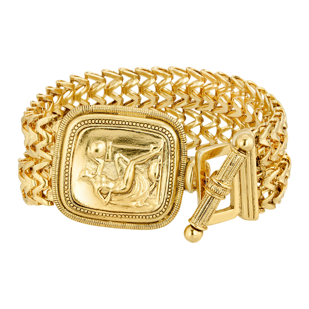 Antiquities Couture Gold Classical Grecian Goddess Link Toggle Bracelet