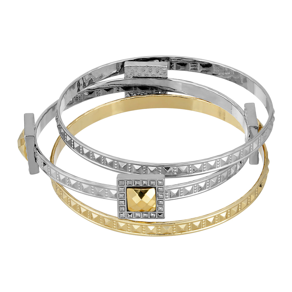1928 Jewelry Fusion Lux 3 Pc Bangle Set Bracelet