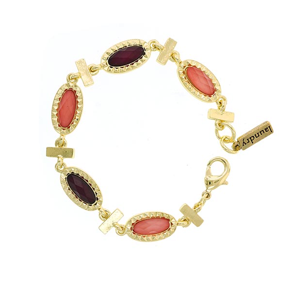2028 Jewelry Raspberry & Peach Stone Chain Bracelet