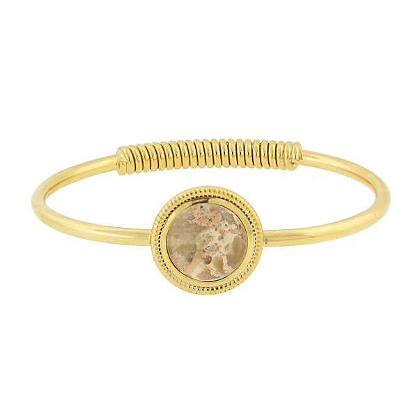 Riverstone Gemstone Golden Spring Hinge Bracelet