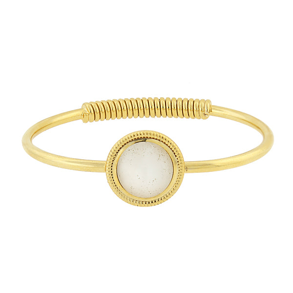 Quartz Gemstone Golden Spring Hinge Bracelet