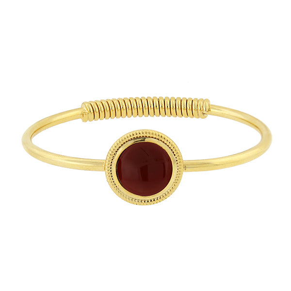 Carnelian Gemstone Golden Spring Hinge Bracelet