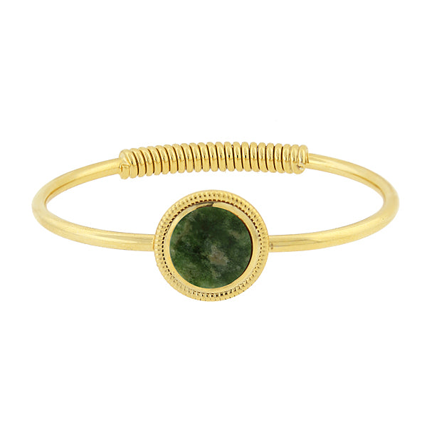 Marble Jade Gemstone Golden Spring Hinge Bracelet