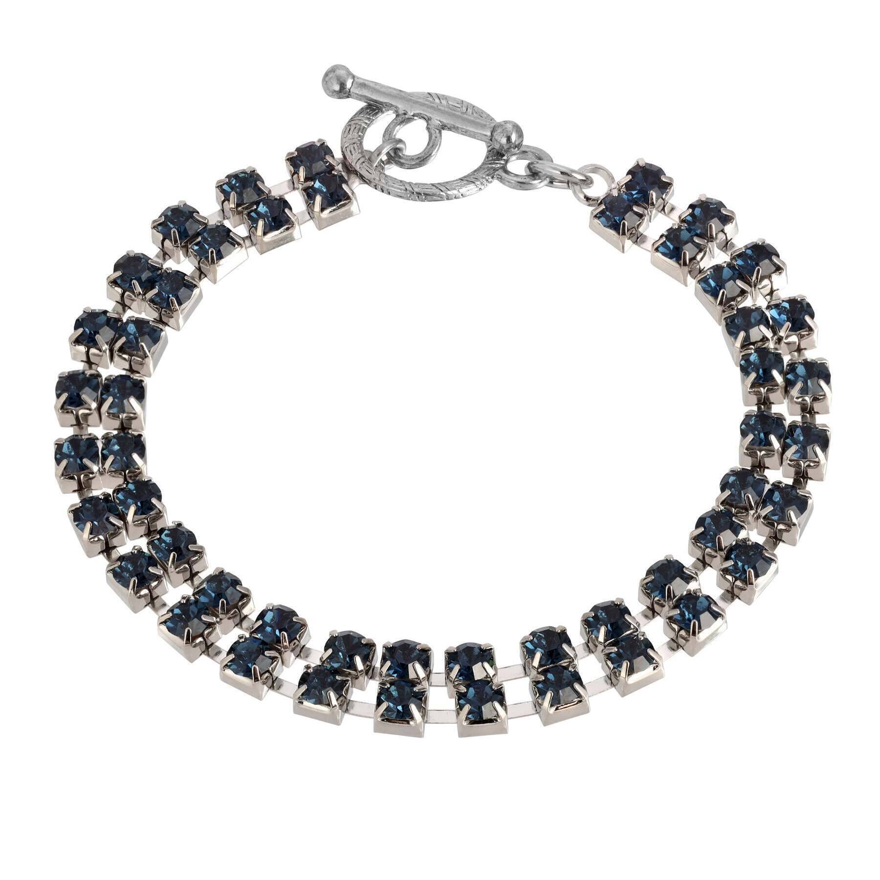 1928 Jewelry 2-Row Radiant Crystal Rhinestone Toggle Bracelet