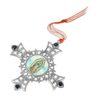 Symbols of Faith Cross & Our Lady Of Guadalupe Decal Blue European Crystal Christmas Tree Ornament