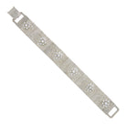 Silver Etched Floral Clear Crystal Link Bracelet