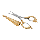 Manor House Two Tone Purple And Pink Flower Decal Small Scissors opened with sheath