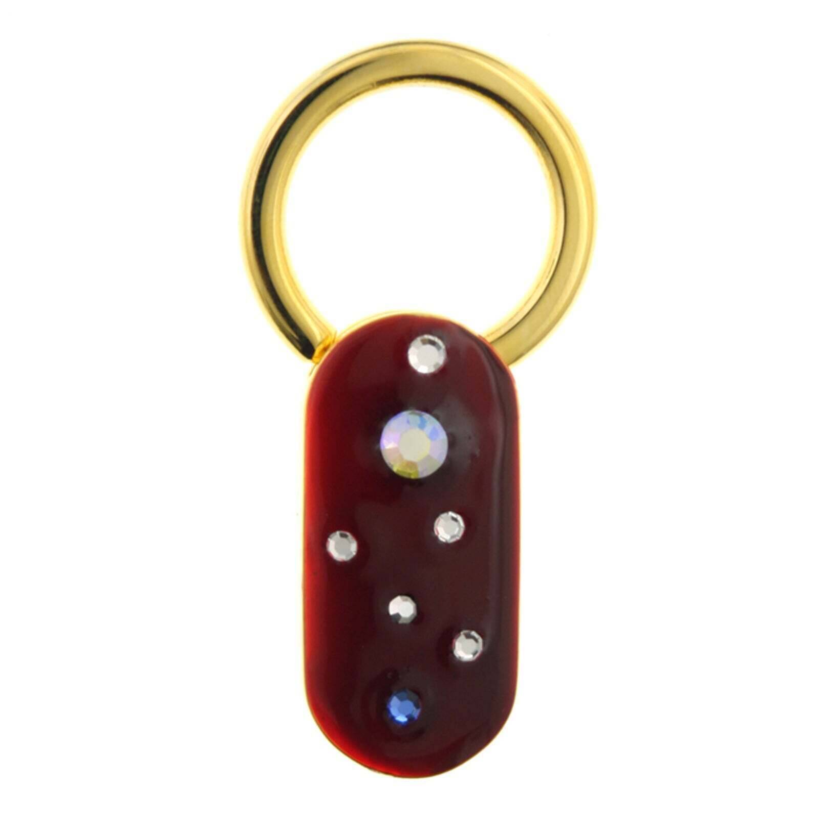 1928 Jewelry Enamel With Multicolor Crystals Oblong Key Ring