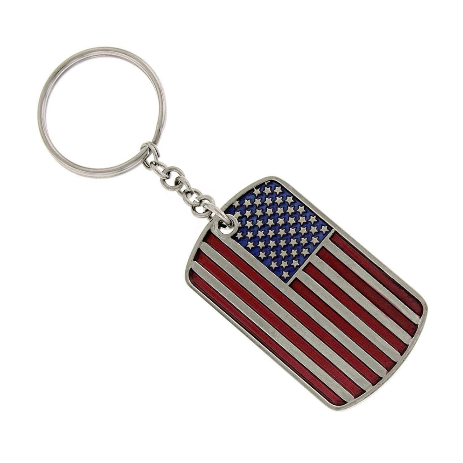 1928 Jewelry American Flag Dog Tag Key Chain